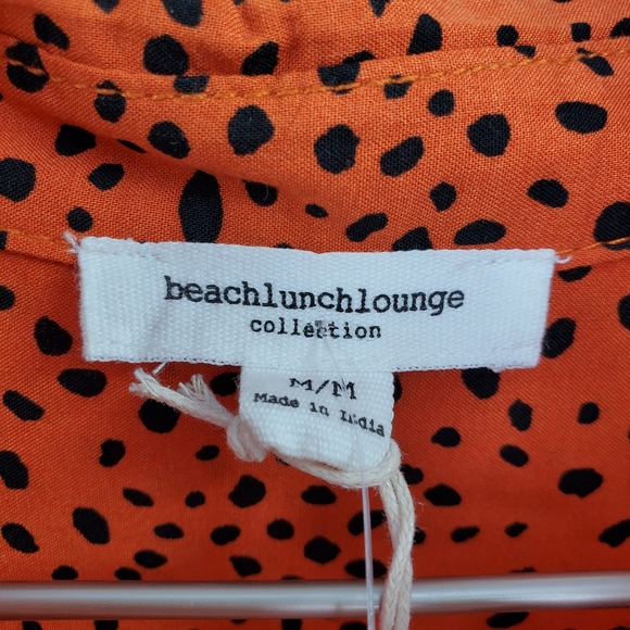 Cheetah Leopard Print Blouse Orange Button Up - Picture 4 of 6